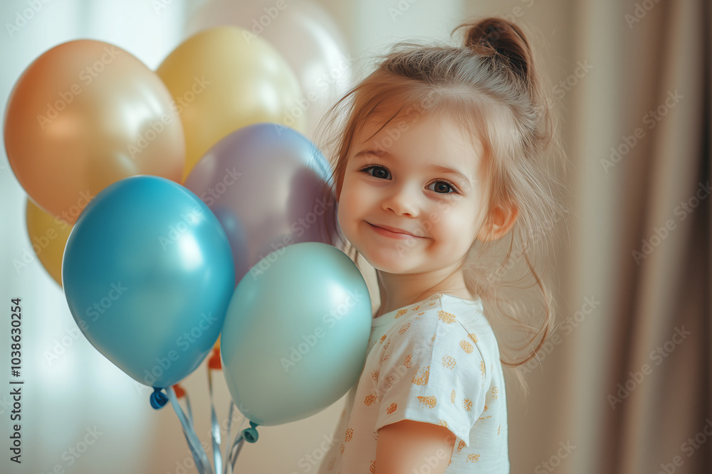 Obraz premium Little girl at indoors in a birthday party