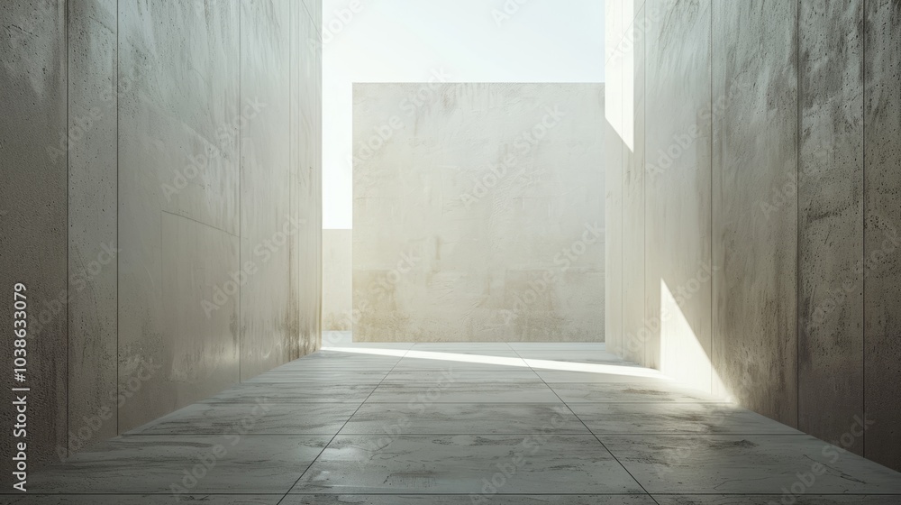 A minimalist architectural space featuring smooth concrete walls and soft natural light, evoking a serene and modern ambiance. A minimalist architectural space featuring smooth concrete walls and soft natural light, evoking a serene and modern ambiance.