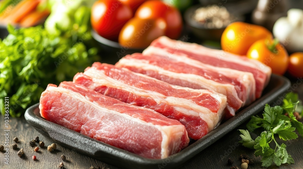 Fresh Pork Slices Ready for Cooking and Preparation Fresh Pork Slices Ready for Cooking and Preparation
