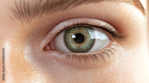 Close-up view of a human eye showcasing intricate details and unique colors under natural light in a calm setting