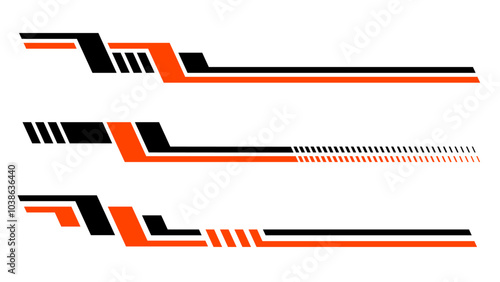 Set of simple car stripes. Car race stripes. Racing line sticker design. Graphic sport decal vinyl element. Automobile decoration. Racing vector design set photo