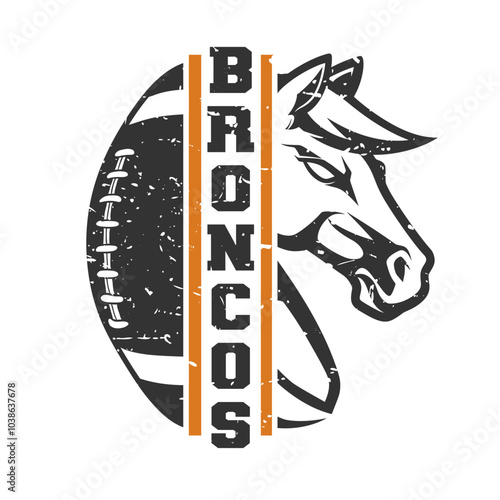 Logo for the Broncos school football team mascot.