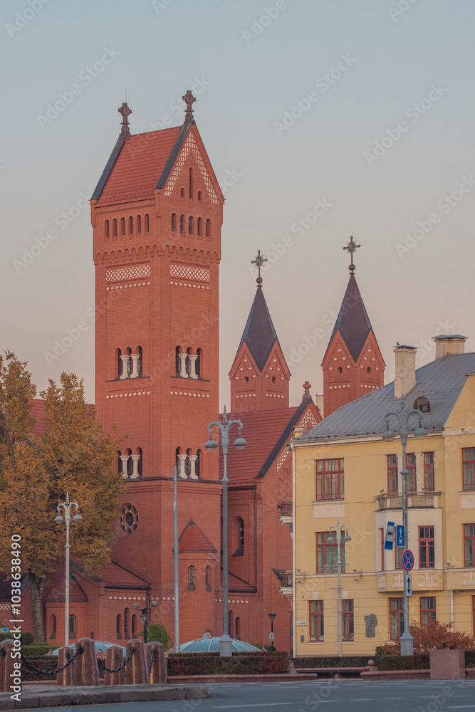 Fototapeta premium The Red Church is a symbol of the city of Minsk. Belarus