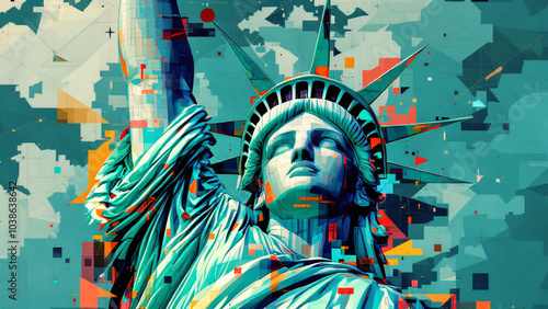 American freedom symbol in contemporary graphic composition