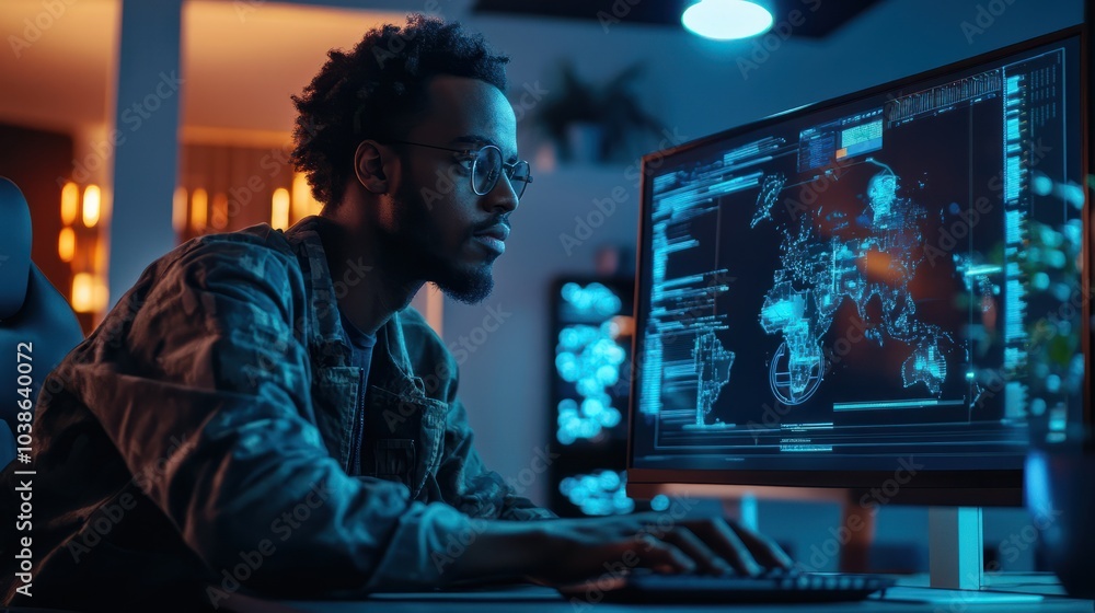 IT professional using computer in office IT professional using computer in office
