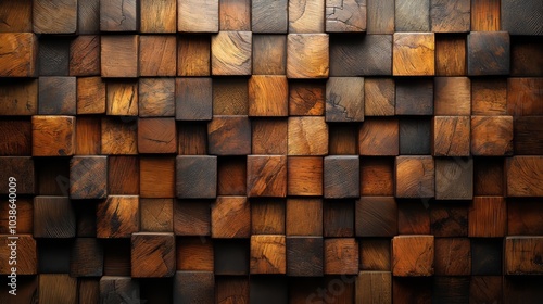 Wooden wall square geometric decoration background