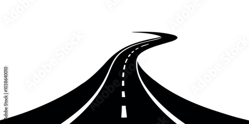 winding road illustration with the dashed center line