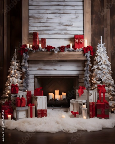 Christmas Gifts Await by the Warmth of the Fireplace
