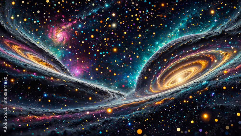 Ultra detailed microscopic level image of a black colourful cosmic structure, dark entropy, gravitational pull, space dust, dreamy cosmic abstract background Ultra detailed microscopic level image of a black colourful cosmic structure, dark entropy, gravitational pull, space dust, dreamy cosmic abstract background