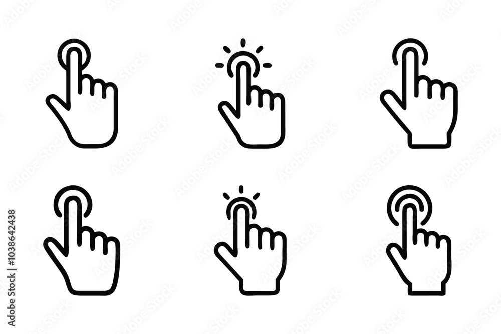 Hand click icon bundle set in silhouette style vector design Hand click icon bundle set in silhouette style vector design