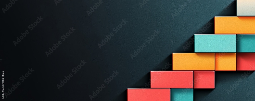 Colorful stacked blocks on a dark background create a modern and artistic visual, emphasizing geometric shapes and vibrant hues. Colorful stacked blocks on a dark background create a modern and artistic visual, emphasizing geometric shapes and vibrant hues.