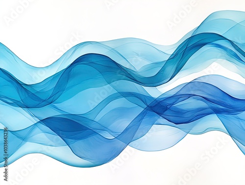 Serene Fluidity: A Layered Abstract Wave Pattern in Blue and Turquoise for a Stylish Sports Interior Poster