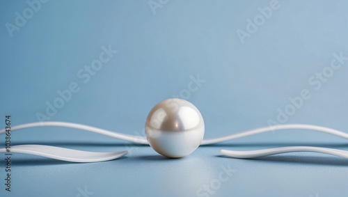 Elegant Minimalist Pearl on Blue Background