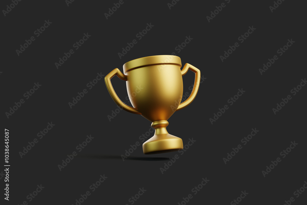 Trophy cup against a dark background, symbolizing achievement, victory, or excellence in competition or recognition. 3D render illustration Trophy cup against a dark background, symbolizing achievement, victory, or excellence in competition or recognition. 3D render illustration