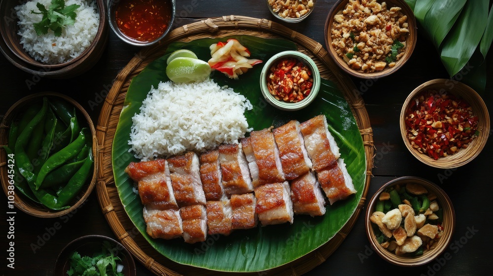 Delicious Fried Fish with Rice and Accompaniments Delicious Fried Fish with Rice and Accompaniments