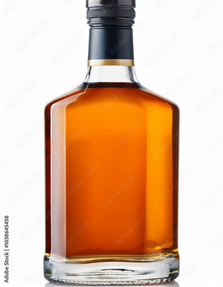Una botella de whisky con fondo blanco Una botella de whisky con fondo blanco