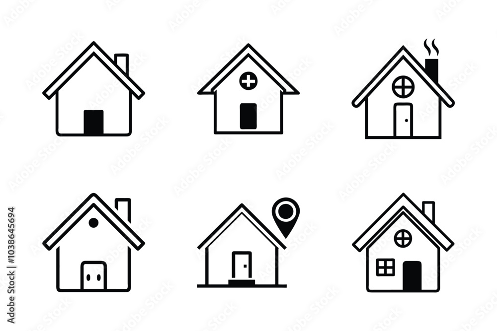 Home icon bundle set in silhouette style vector clip art Home icon bundle set in silhouette style vector clip art