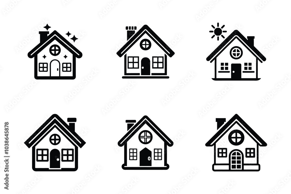 Home icon bundle set in silhouette style vector clip art Home icon bundle set in silhouette style vector clip art
