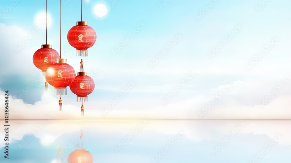 premium vector design showcasing a New Year card adorned with traditional red lanterns, elegantly placed on a colorful watercolor background for a festive touch. premium vector design showcasing a New Year card adorned with traditional red lanterns, elegantly placed on a colorful watercolor background for a festive touch.