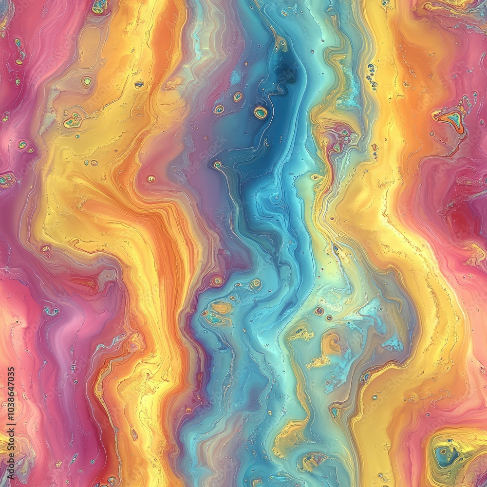 Seamless abstract background resembling fluid art with colorful wavy shapes and lines Seamless abstract background resembling fluid art with colorful wavy shapes and lines