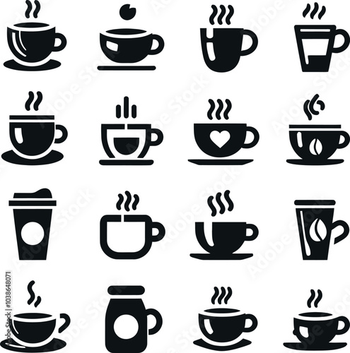 Wallpaper Mural set of coffee cups silhouette illustration Torontodigital.ca