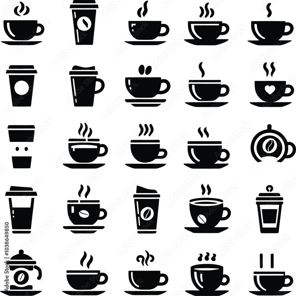 set of coffee cups silhouette illustration set of coffee cups silhouette illustration