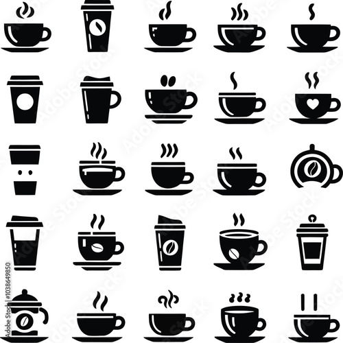 Wallpaper Mural set of coffee cups silhouette illustration Torontodigital.ca