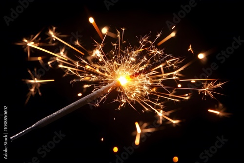 Vibrant Sparkler Burst Against Black Background for Celebration Themes