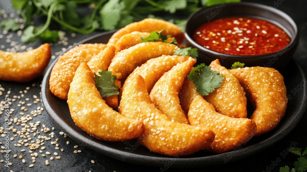 Crispy Golden Pastries with Dipping Sauce Crispy Golden Pastries with Dipping Sauce