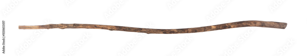 old long curved wooden stick isolated on white background old long curved wooden stick isolated on white background