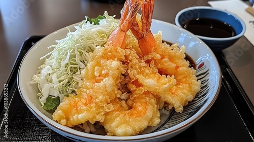 Delicious Shrimp Tempura with Fresh Vegetables and Sauce