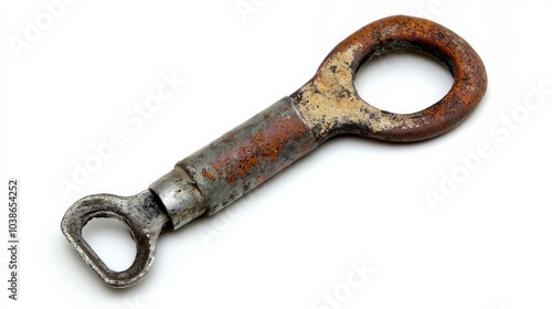 Rusted Vintage Wrench Tool on White Background