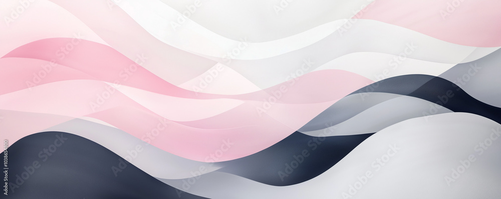 Flowing of pink and white waves on white background, fluidity. AI generation Flowing of pink and white waves on white background, fluidity. AI generation