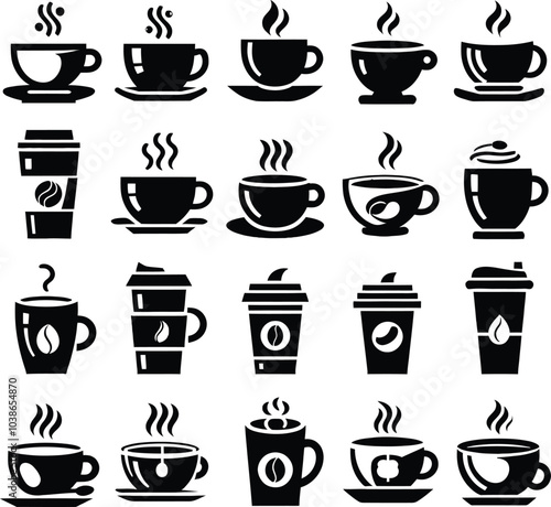 Wallpaper Mural set of coffee cups silhouette illustration Torontodigital.ca