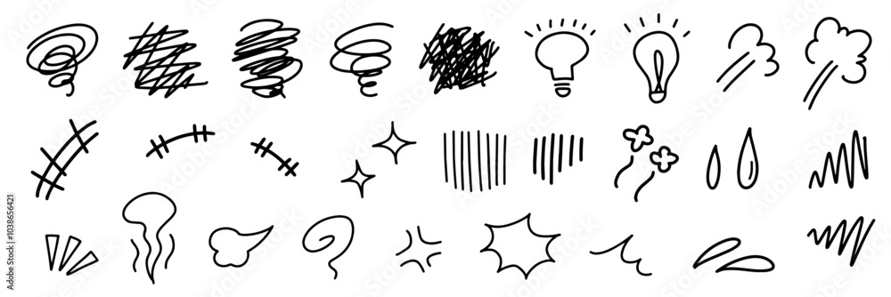 Naklejka premium 感情を表す手書きのイラストアイコン