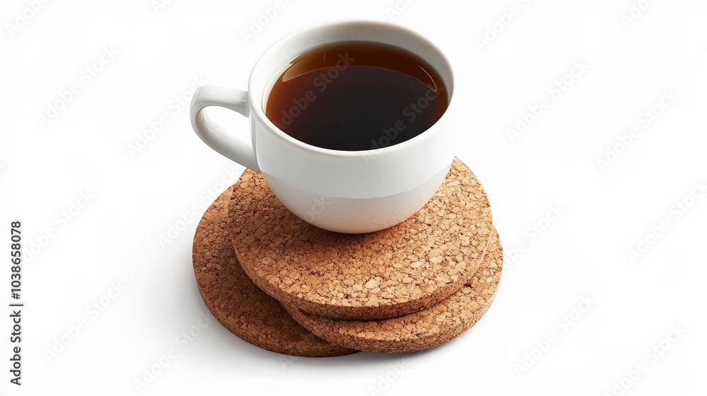 Obraz premium A Cup of Warm, Aromatic Coffee with Crunchy Biscuits