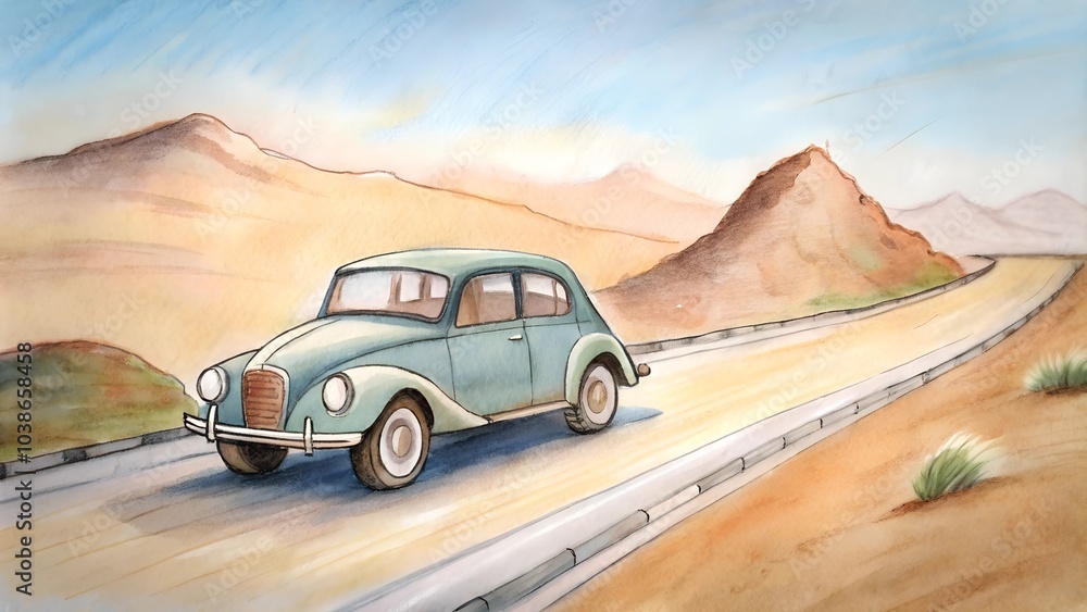 Obraz premium hand drawn design of vintage a car