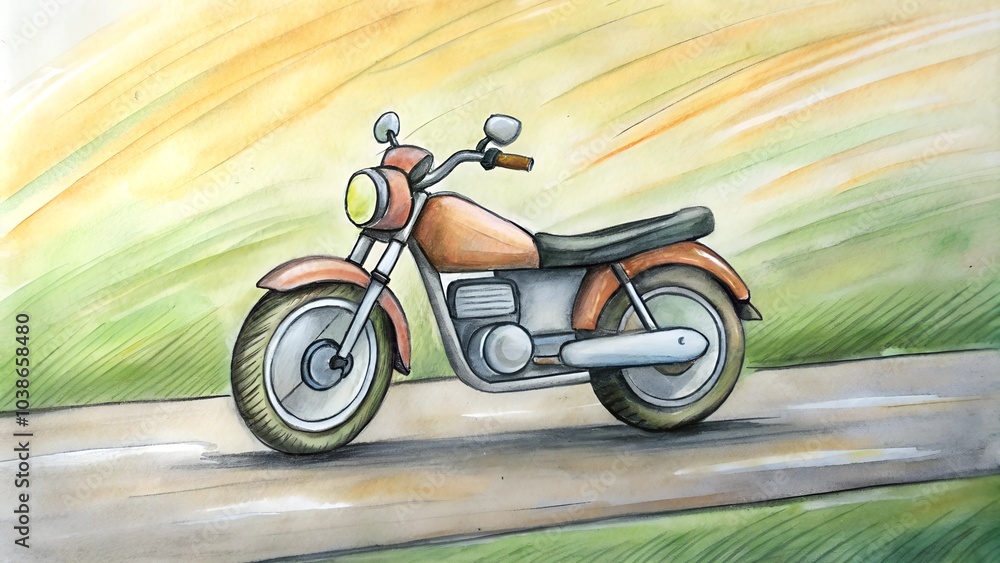 Fototapeta premium hand drawn design of a motorbike