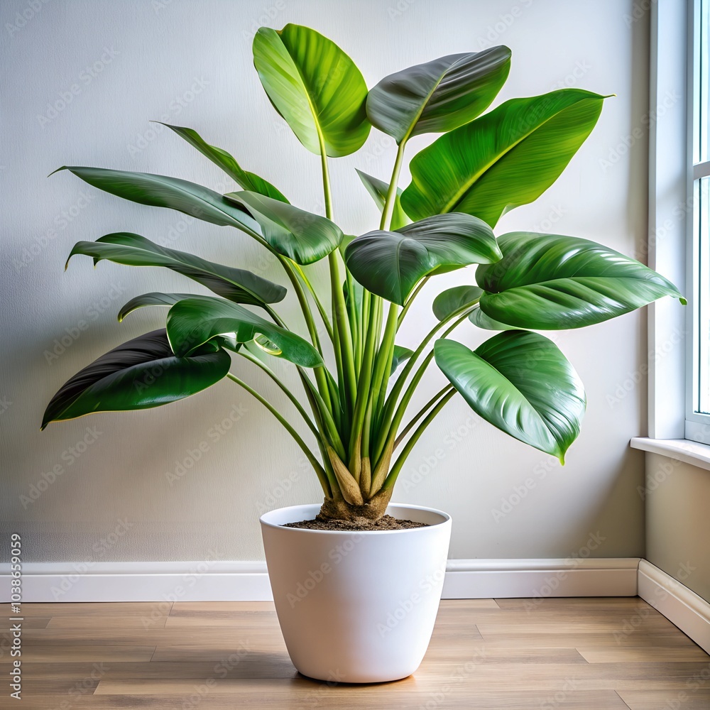 Modern indoor plant. leaves in a pot Modern indoor plant. leaves in a pot