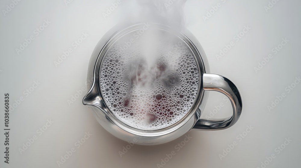 Steaming Pot of Hot Liquid with Bubbles Steaming Pot of Hot Liquid with Bubbles