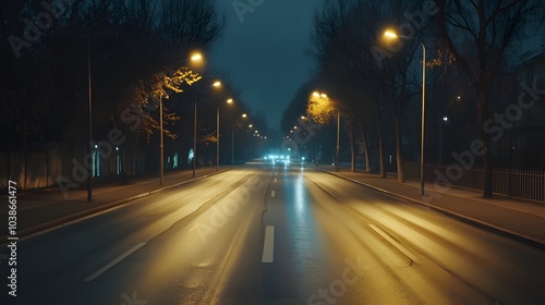 Night Street with Streetlights