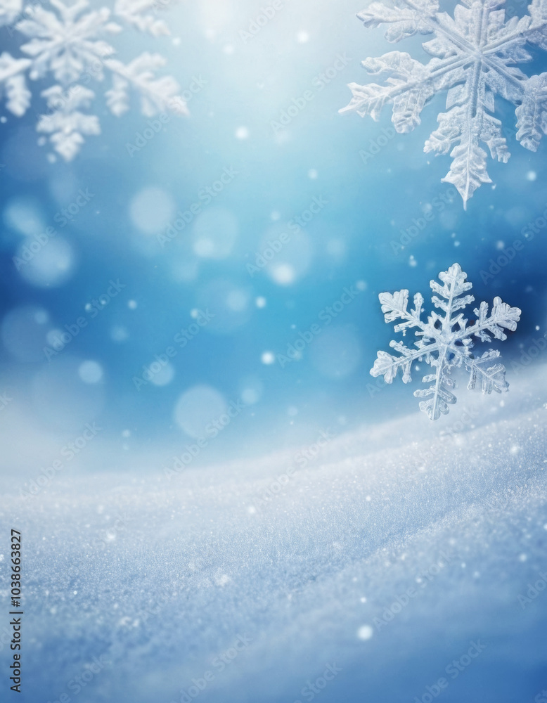 Soft blue and white winter abstract background with snowflakes Soft blue and white winter abstract background with snowflakes