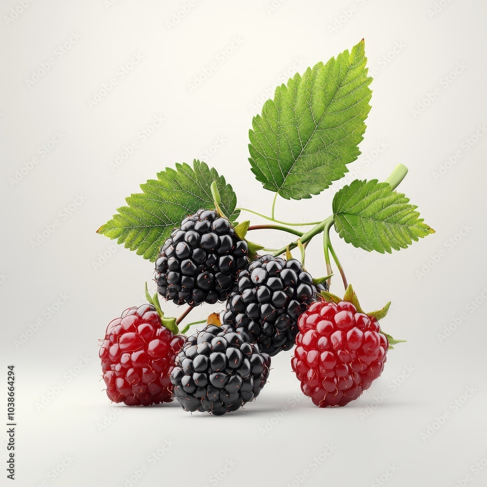Vibrant blackberries, succulent and ripe, bursting with flavor, showcased in a detailed 3D illustration, perfect for culinary inspiration. Vibrant blackberries, succulent and ripe, bursting with flavor, showcased in a detailed 3D illustration, perfect for culinary inspiration.
