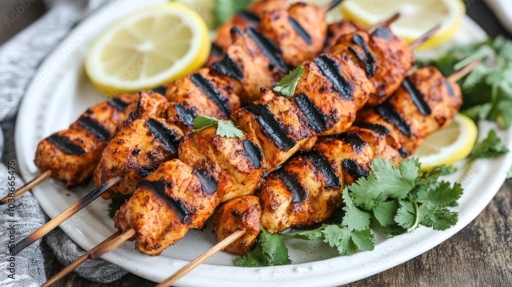 Grilled Chicken Skewers with Fresh Herbs and Lemons Grilled Chicken Skewers with Fresh Herbs and Lemons
