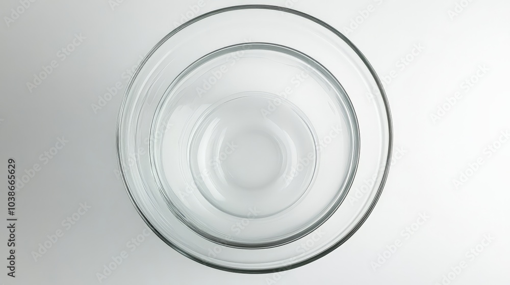 Fototapeta premium Minimalist Transparent Glass Bowls on White Background