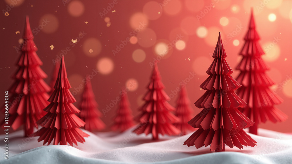 Vibrant Red Paper Pine Trees with Vibrant Red Paper Pine Trees with