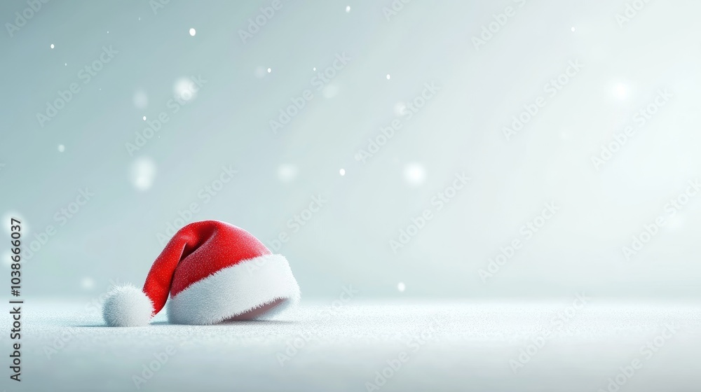 Festive Winter Accessories, vibrant Santa hat and mittens against a snowy backdrop, playful 3D illustration celebrating the holiday spirit Festive Winter Accessories, vibrant Santa hat and mittens against a snowy backdrop, playful 3D illustration celebrating the holiday spirit