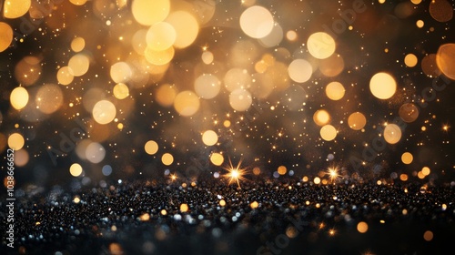 Defocused Vintage Glitter Light with Bokeh Effect in Warm Tones