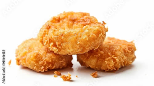 Crispy Chicken Nuggets Close-Up, food photography, chicken nuggets, fast food, golden brown, food