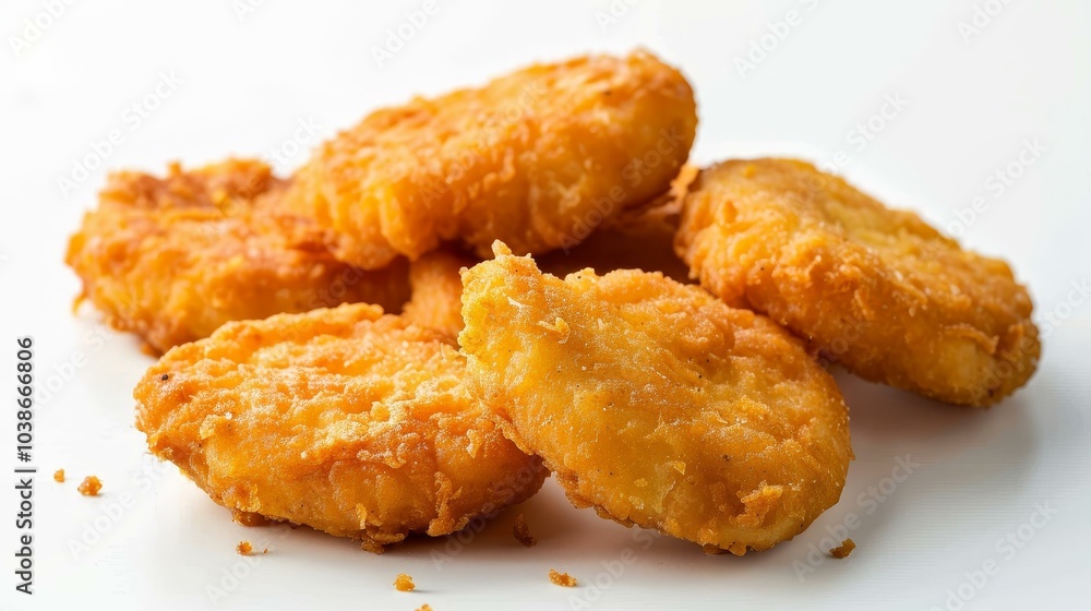 Golden Fried Chicken Nuggets on White Background, Food Photography , Crispy , Chicken Nuggets , Fast Food Golden Fried Chicken Nuggets on White Background, Food Photography , Crispy , Chicken Nuggets , Fast Food